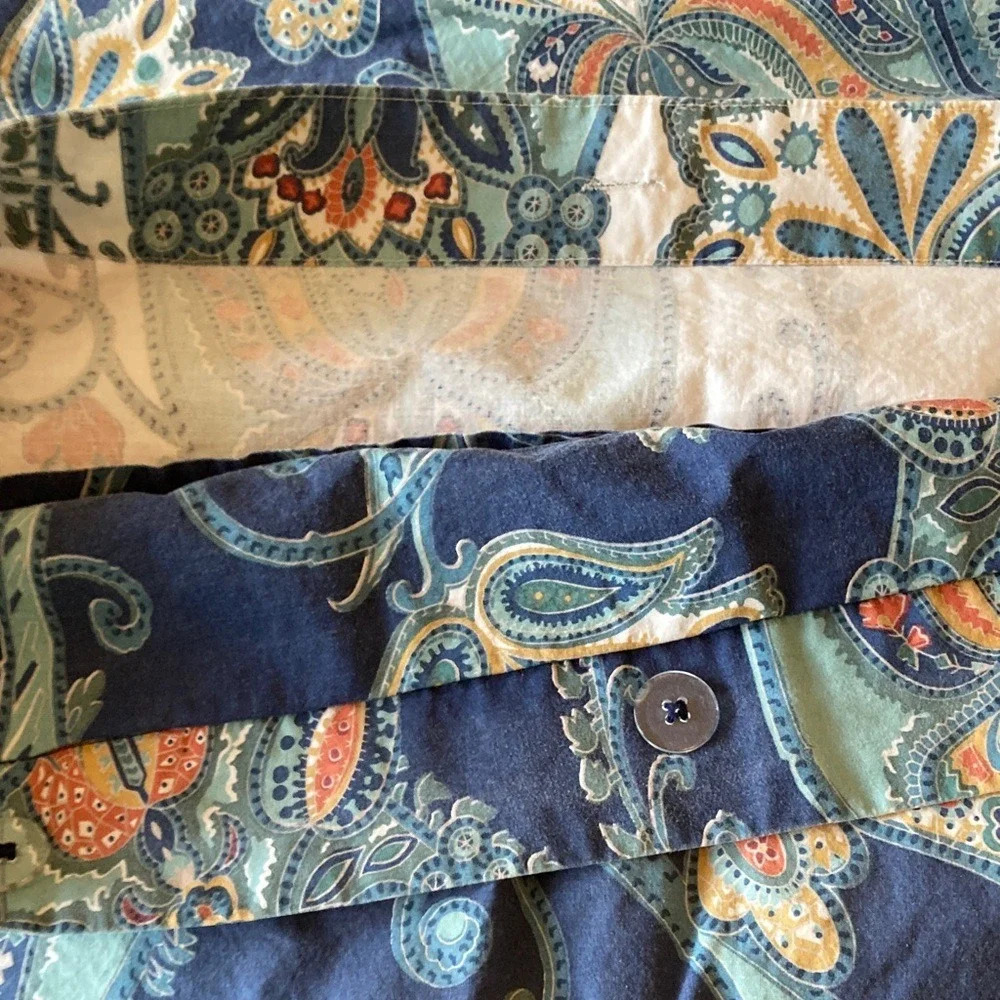 Pottery Barn Paisley Print Pillowcase Pillow Cover Set  23x28 Blues Green Orange